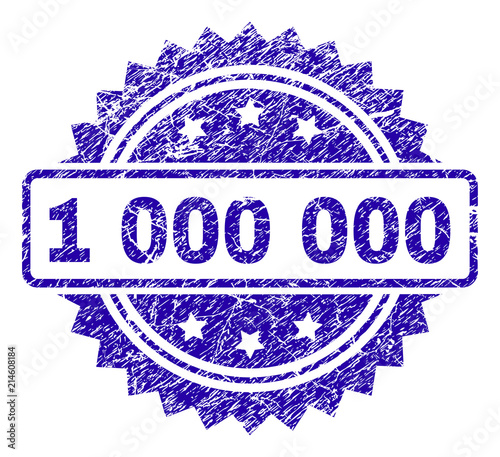 1 000 000 stamp watermark with corroded style. Blue vector rubber seal print of 1 000 000 title with scratched texture.