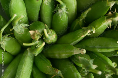 Fresh green peas, closeup