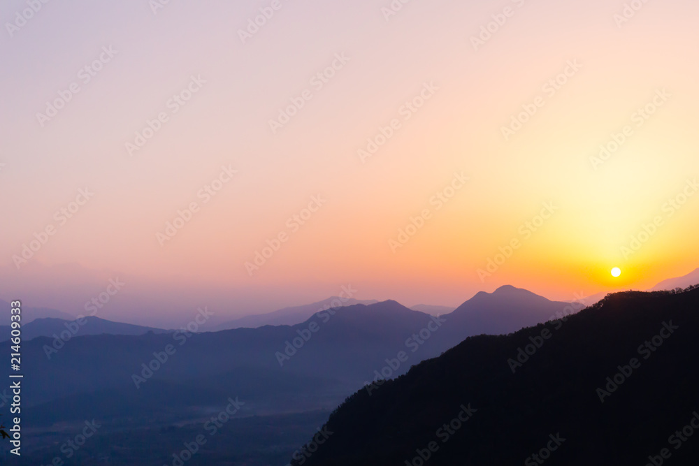 Beautiful sunset over mountains