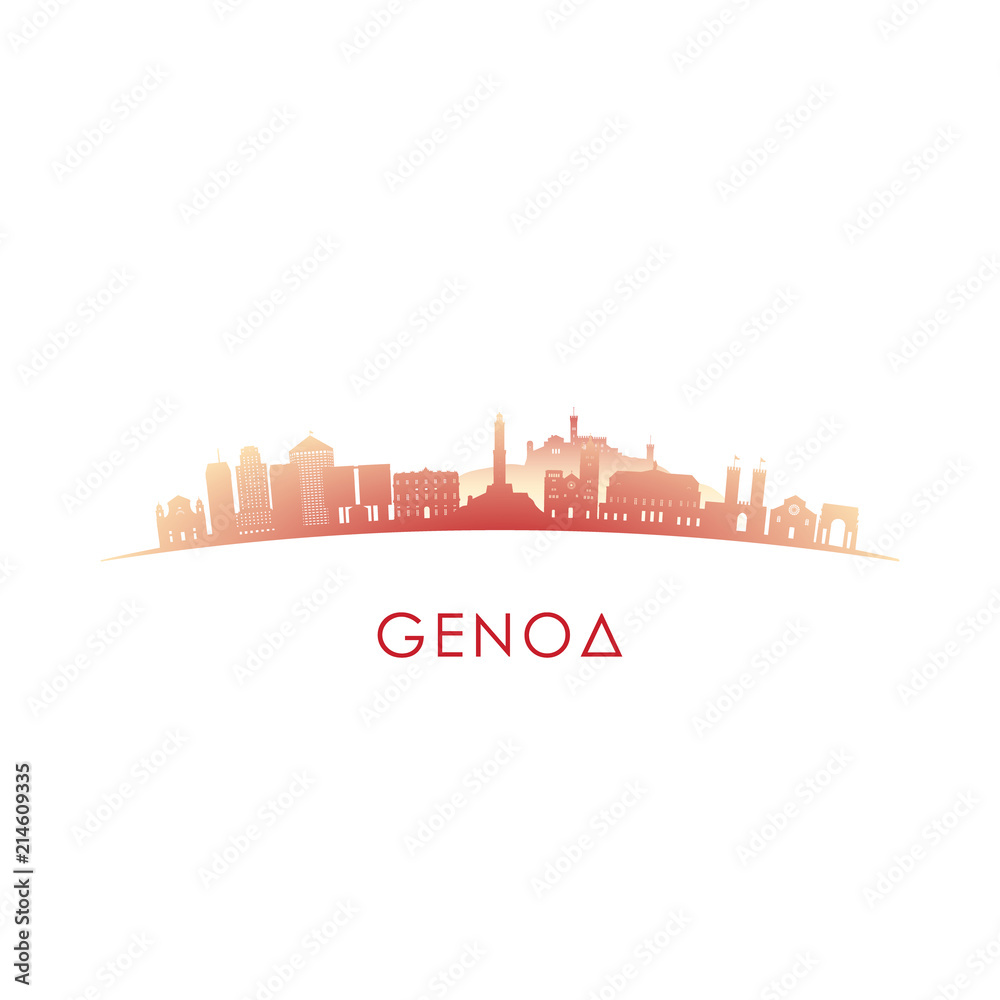 Genoa skyline silhouette. Vector design colorful illustration.