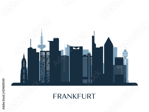 Frankfurt skyline, monochrome silhouette. Vector illustration.