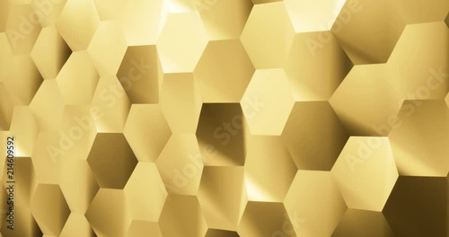 3D rendering Noise hexagon background in gold color
