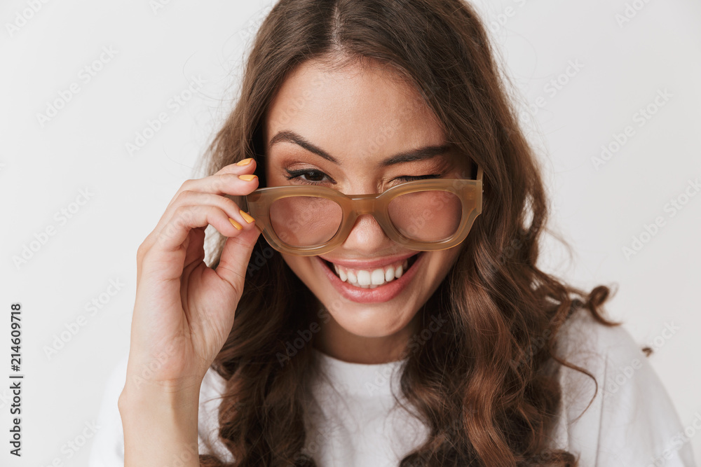 Portrait of a lovely young casual brunette woman