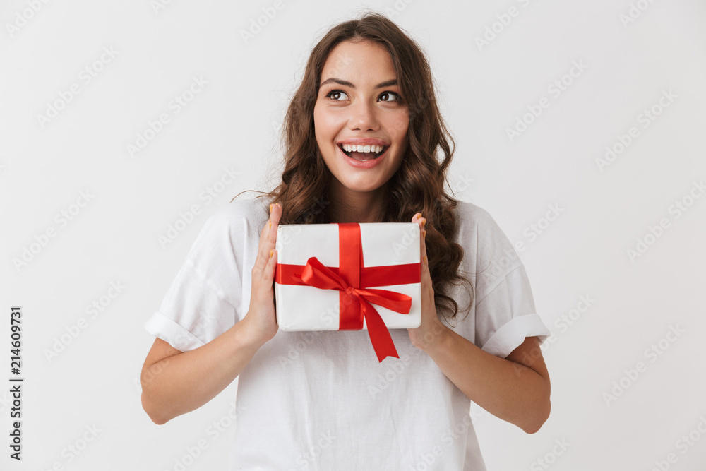 Portrait of a happy young casual brunette woman Portrait of a happy young casual brunette woman