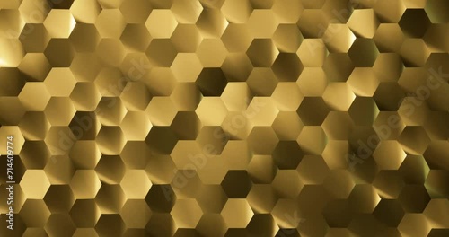 3D rendering Noise hexagon background in gold color