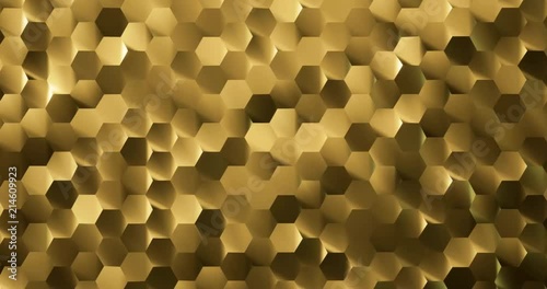 3D rendering Noise hexagon background in gold color