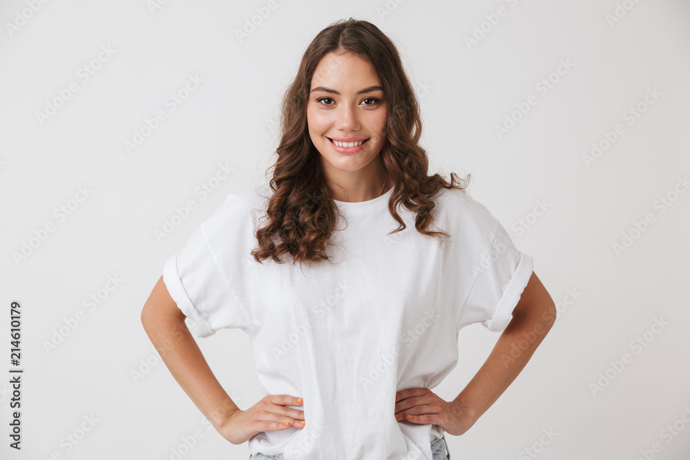Portrait of a happy young casual brunette woman Portrait of a happy young casual brunette woman