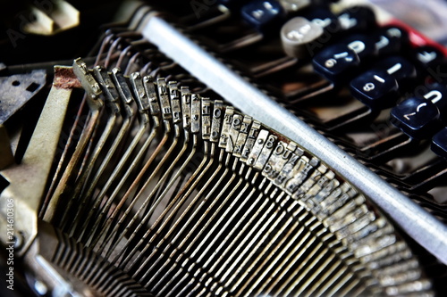 close-up view of an old typewriter