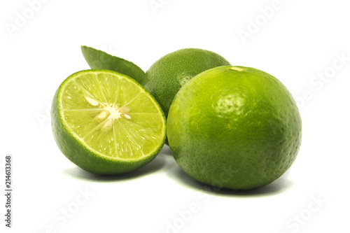 Green lime isolated on white background.