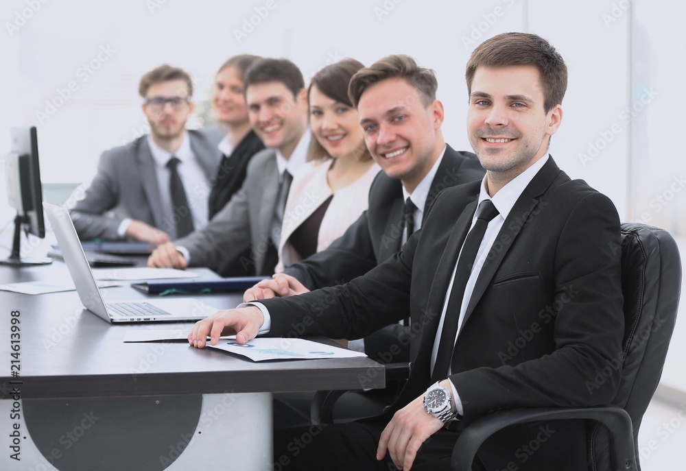 project Manager and professional business team sitting at Desk project Manager and professional business team sitting at Desk