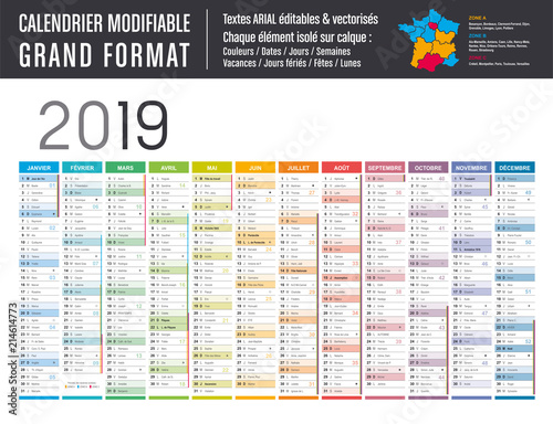 Calendrier 2019 modifiable - Grand format