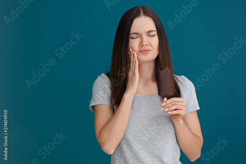 Young woman with sensitive ...