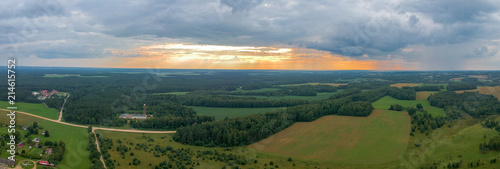 Belarus, panorama, sunset. Drone HDR photo