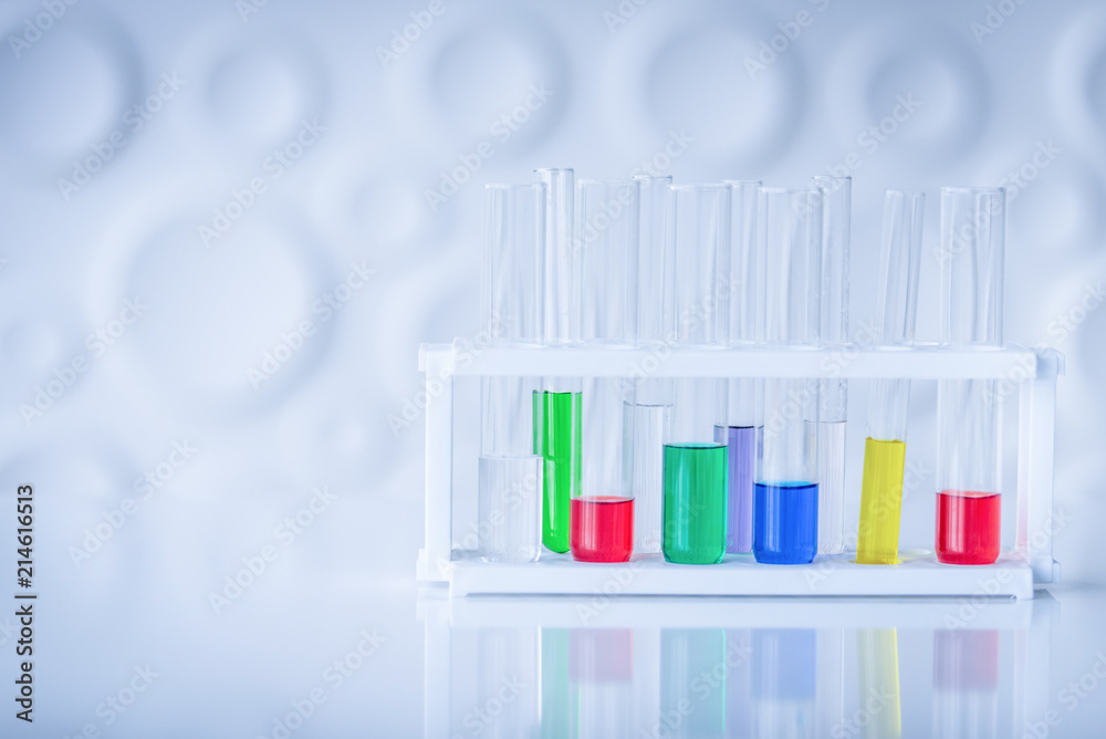 Test tubes with colorful chemical on table. Science chemistry concept. Test tubes with colorful chemical on table. Science chemistry concept.
