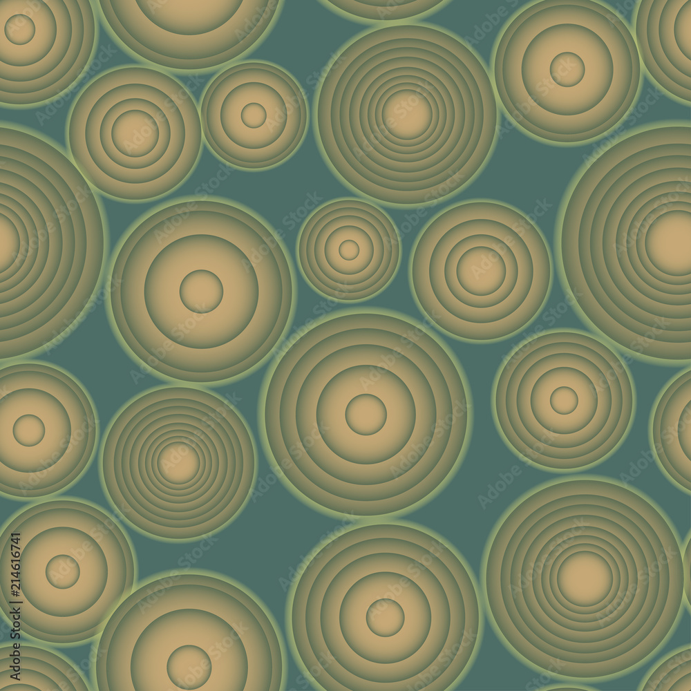 Seamless vector gradient rounds green pattern for fabric, ceramic, textile, wrapping, craft