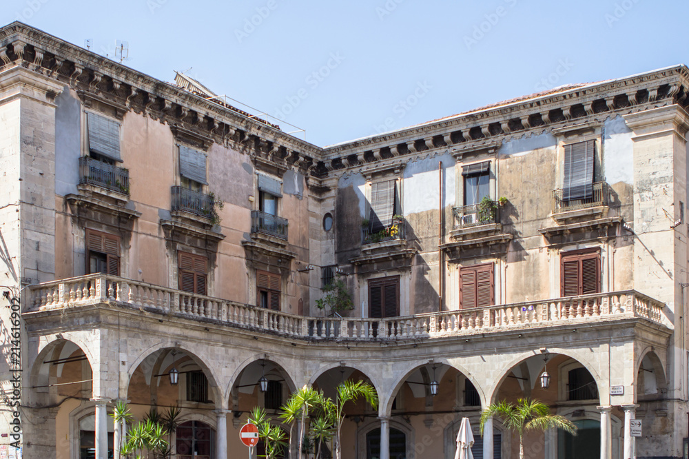 Historic building on the square Stesicoro, Catania, Italy