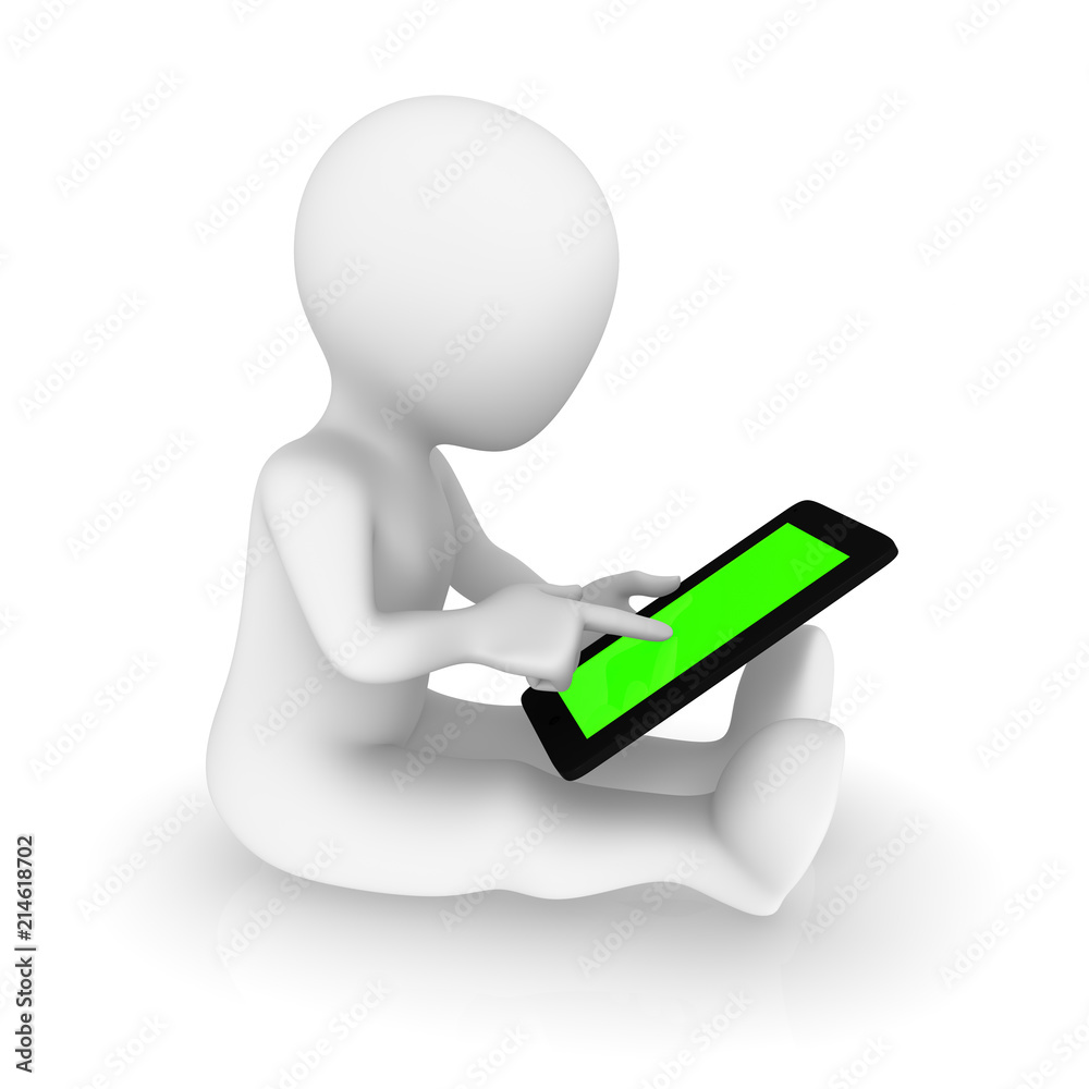 3d white man with tablet pc in hands. 3d white man with tablet pc in hands.