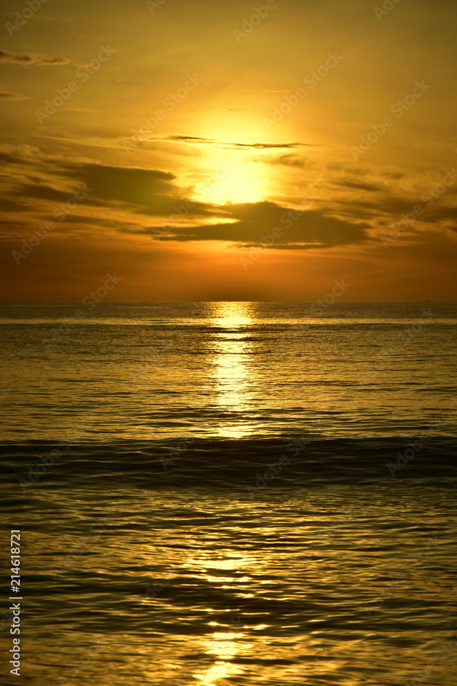 Fantastic sunset over sea. Vertical background for publications on your smartphone