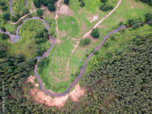 River Isloch in Belarus. Drone HDR photo photo