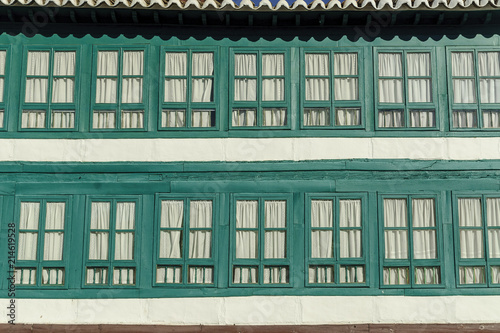 background of old windows of Almagro in the province of Ciudad Real, Spain. photo