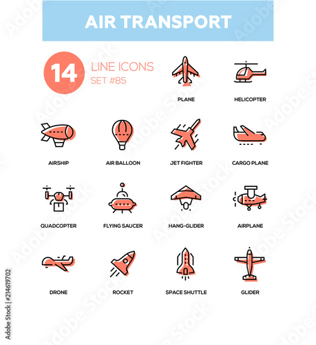 Air transport - line design icons set