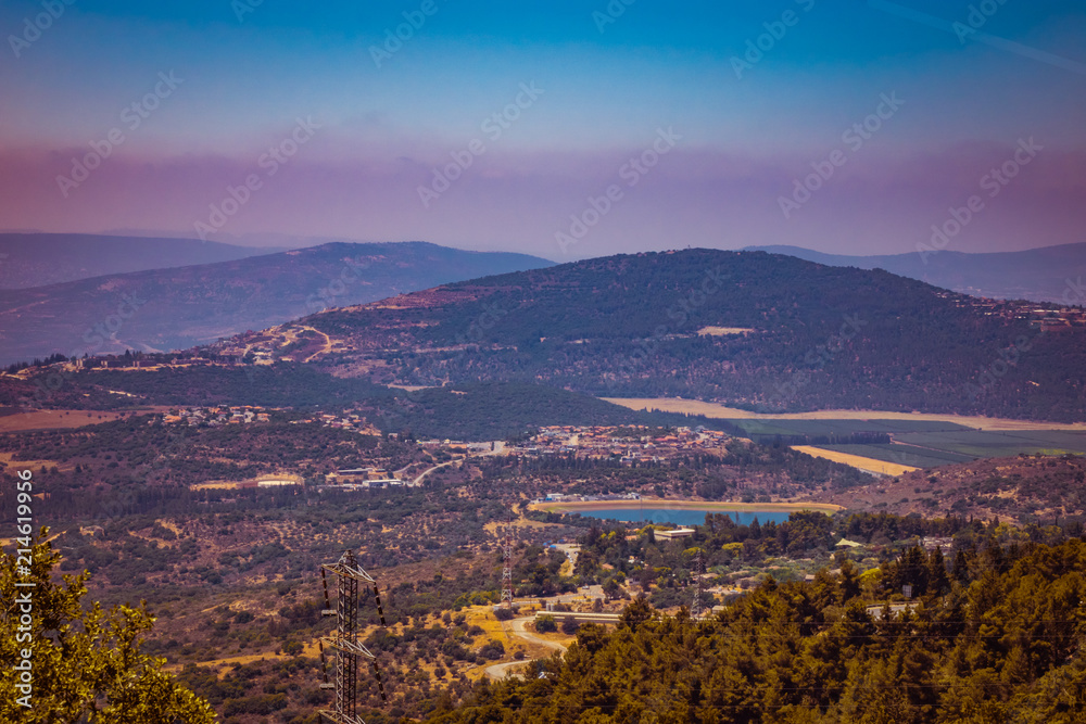 View of Galilee Hills at summertime, Galilee, Israel