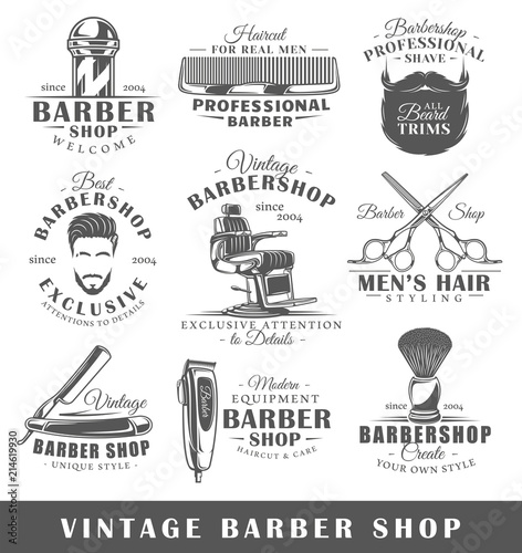 Set of vintage barbershop labels
