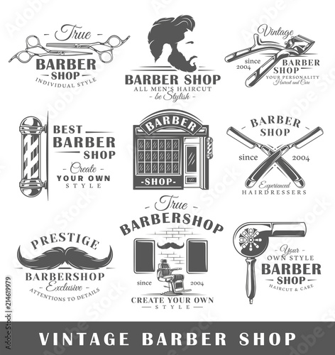 Set of vintage barbershop labels