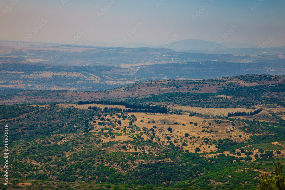 View of Galilee Hills at summertime, Galilee, Israel