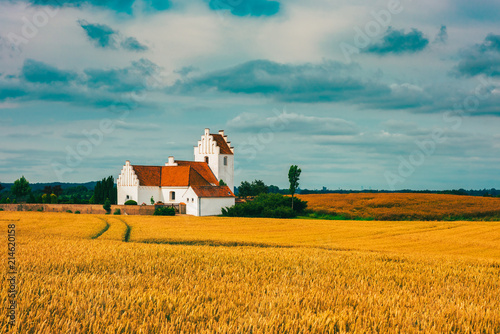 Church on Danish countryside in summertime