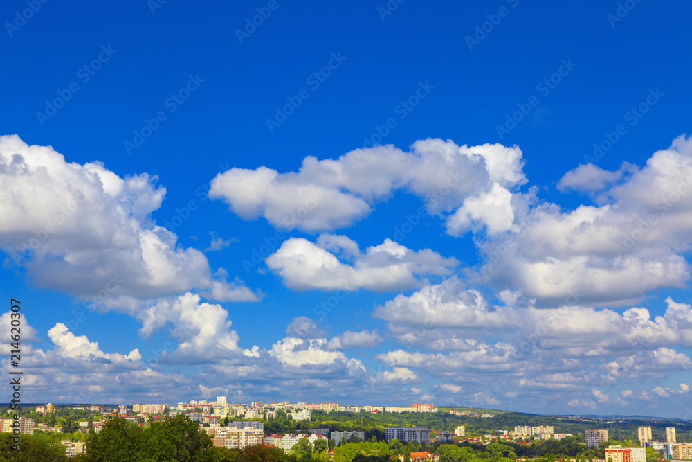 city landscape with clouds above