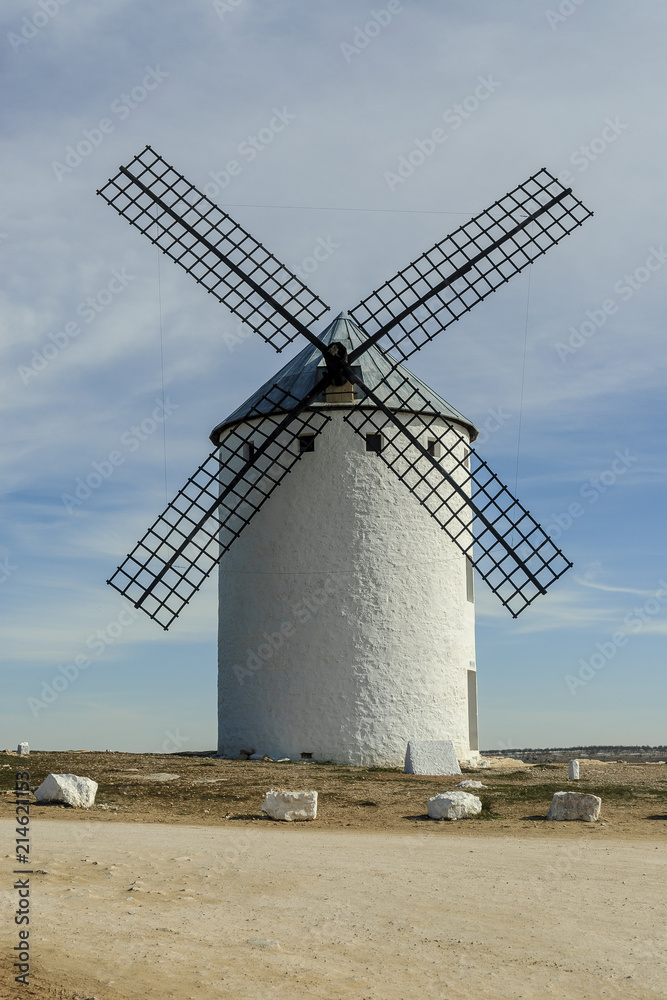 typical image of windmills of Castilla La Mancha in Campo de Criptana, Spain.