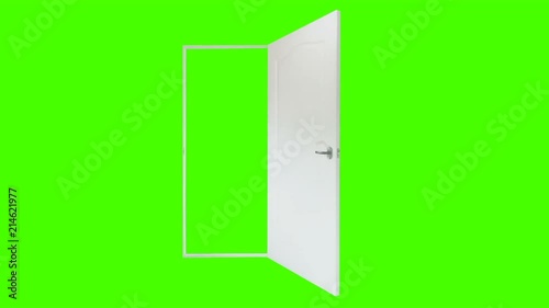 Wallpaper Mural White door open and close on green background. No animation, green screen isolated Torontodigital.ca