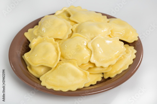 vareniks with cheese are Ukrainian foods closeup Isolated on white background photo
