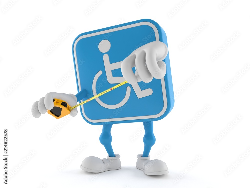 Fototapeta premium Handicapped character holding measuring tape