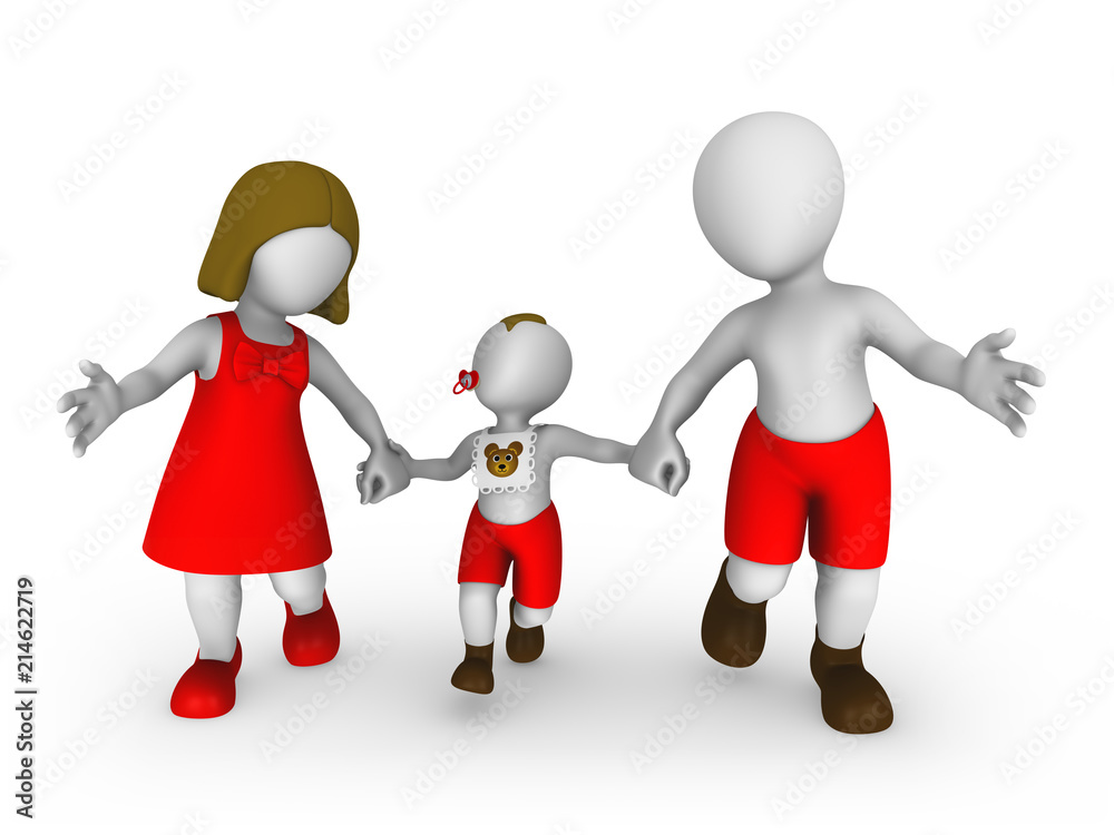 3d white man, family concept 3d white man, family concept