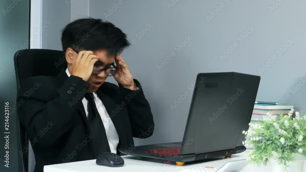 4k of young business man working problem using laptop 4k of young business man working problem using laptop