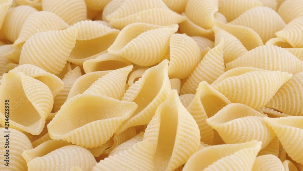 Italian conchiglie pasta rotating, (loopable) Italian conchiglie pasta rotating, (loopable)