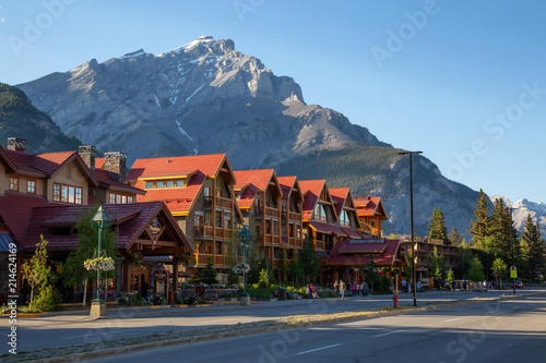 Banff, Alberta, Canada - June 17, 2018: Beautiful view of Banff City during a vibrant summer day. photo