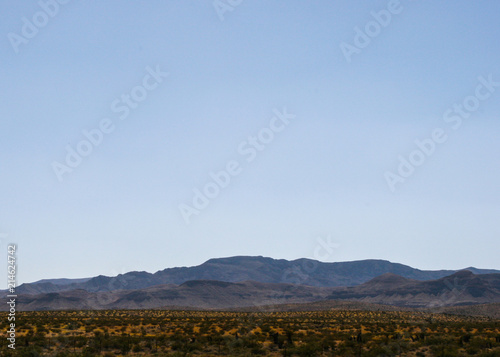Wallpaper background landscape of Nevada desert valley from a car. Road trip photography. No people.