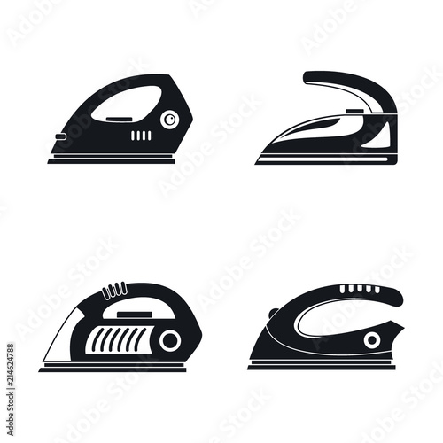 Smoothing iron drag appliance icons set. Simple illustration of 4 smoothing iron drag appliance vector icons for web