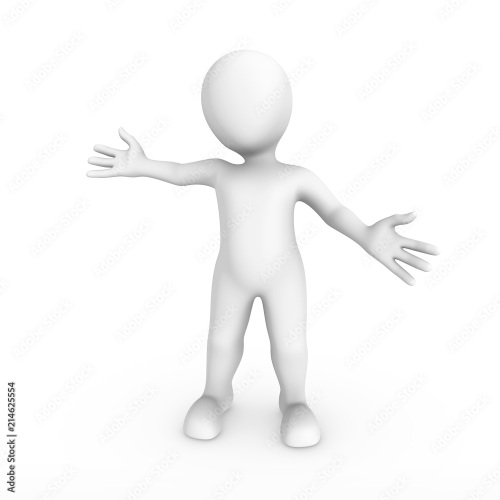 3d rendered white human welcomes visitors. 3d rendered illustration. 3d rendered white human welcomes visitors. 3d rendered illustration.