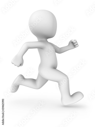 3d rendered white running man. 3d rendered illustration.