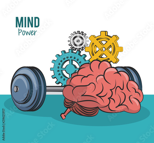 Human brain with gears and weight vector illustration graphic design