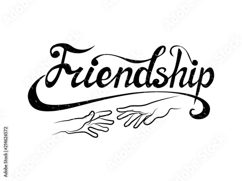 Illustration for friendship day, greeting cards with happy day of friendship, illustration for banners, posters, printing, t-shirts. Lettering, vector