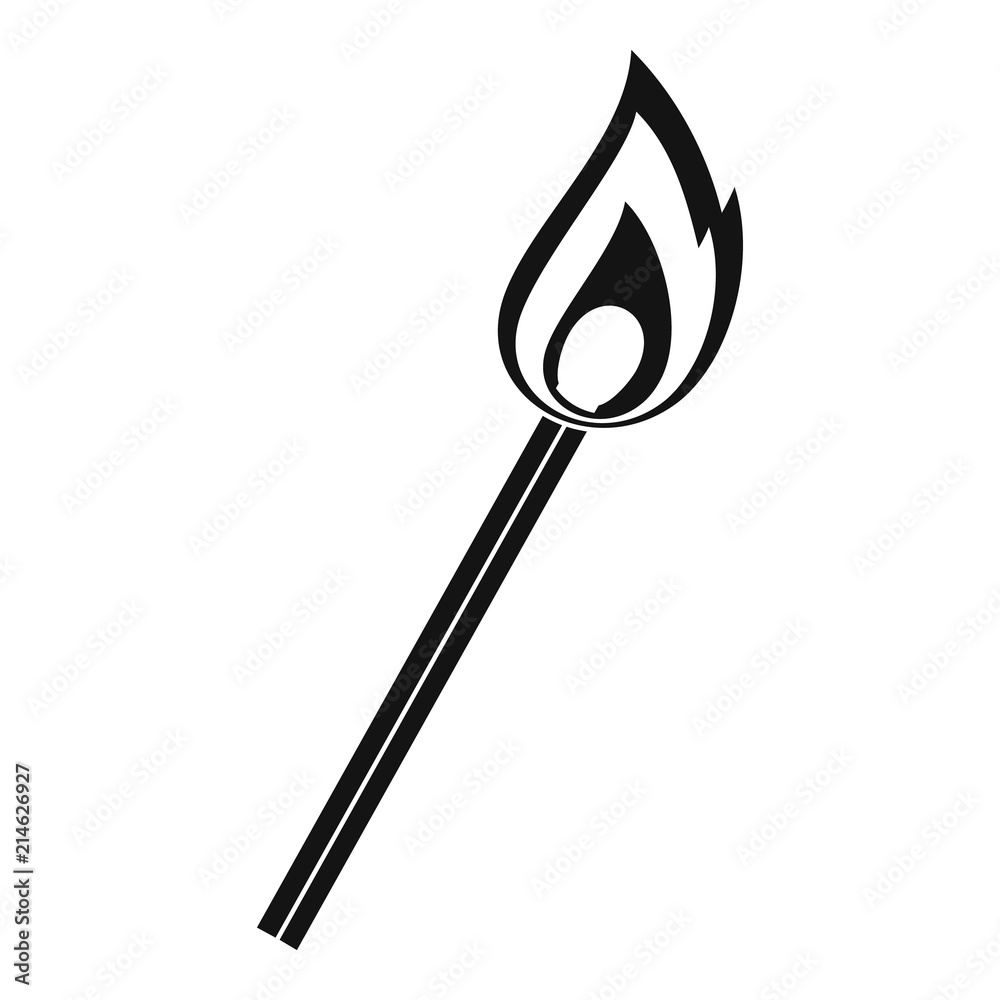 Burning match icon. Simple illustration of burning match vector icon for web design isolated on white background Burning match icon. Simple illustration of burning match vector icon for web design isolated on white background