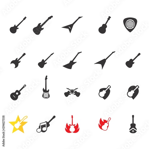 Guitar Logo. Music Symbol. Rock Icon. Vector eps 08.