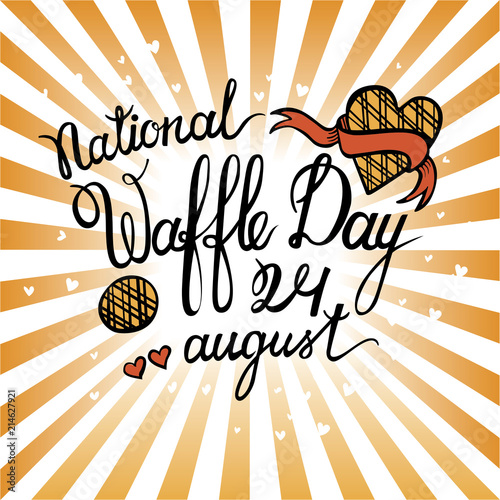 National Waffle Day Vector Illustration. Banner, poster os postcard. Lettering.