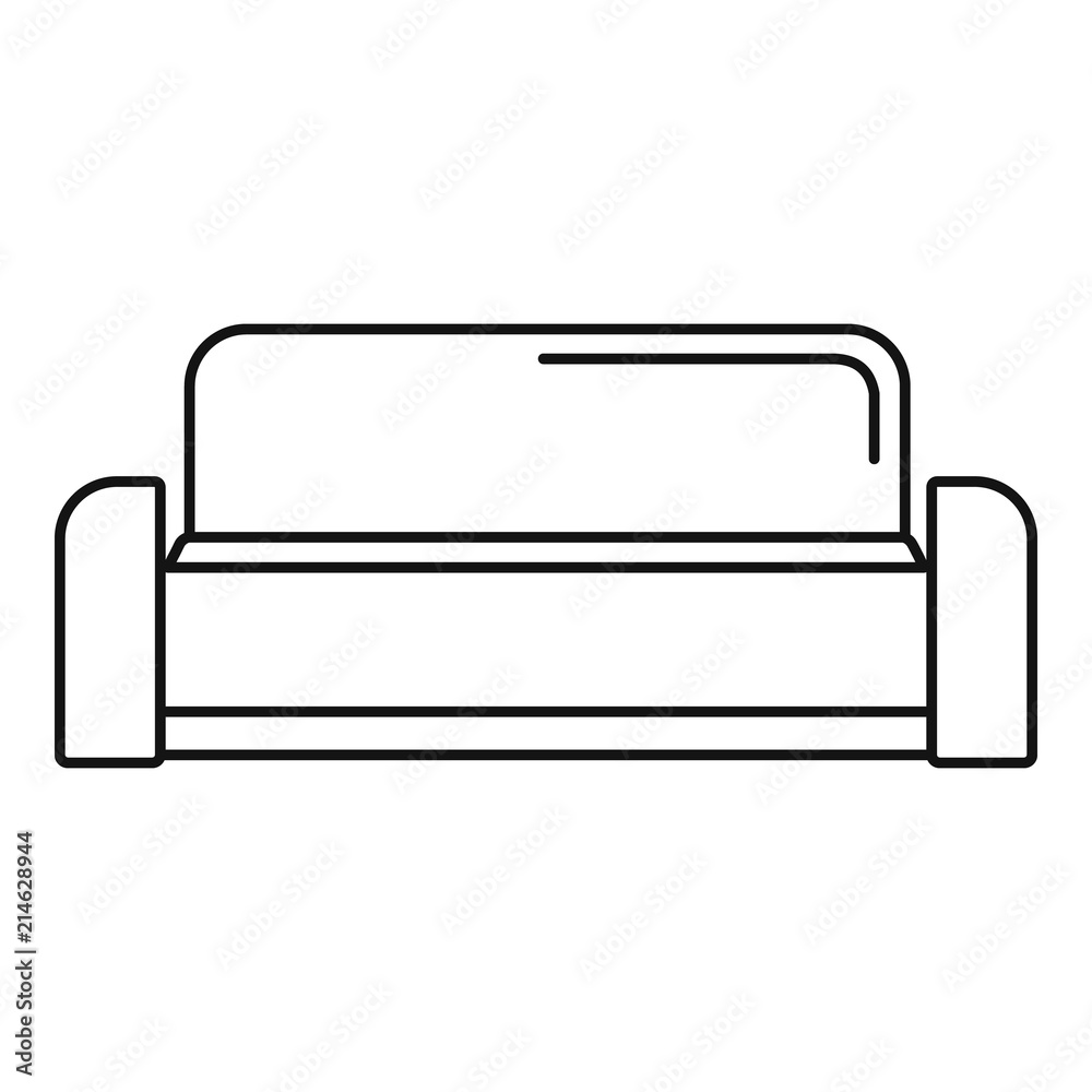 Low sofa icon. Outline illustration of low sofa vector icon for web design isolated on white background Low sofa icon. Outline illustration of low sofa vector icon for web design isolated on white background