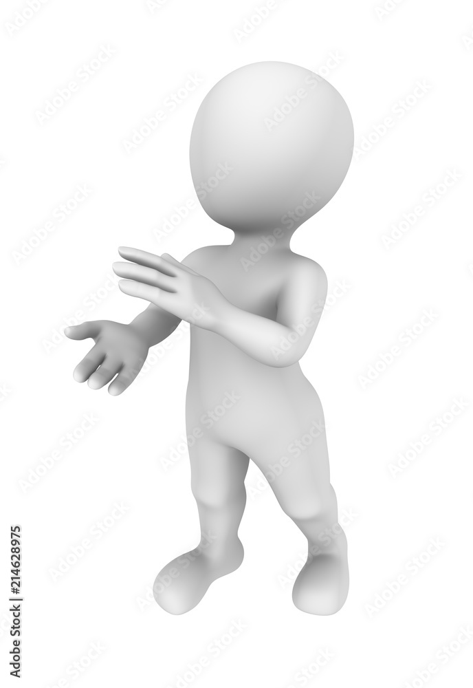 3d man isolated on white background applauds. 3d man isolated on white background applauds.